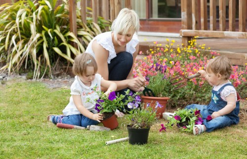 Gardening team preparing a Clapham garden for maintenance